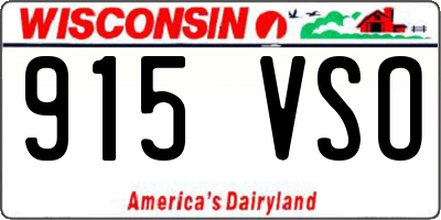 WI license plate 915VSO