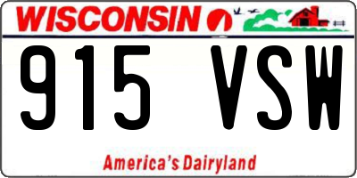 WI license plate 915VSW