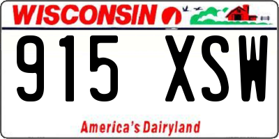 WI license plate 915XSW