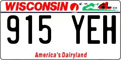 WI license plate 915YEH