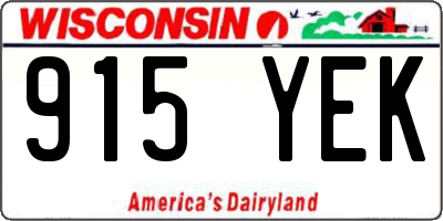 WI license plate 915YEK