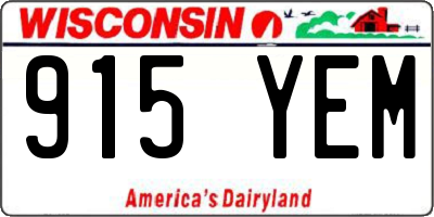 WI license plate 915YEM