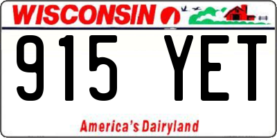WI license plate 915YET