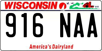 WI license plate 916NAA