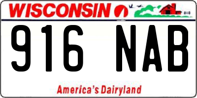 WI license plate 916NAB