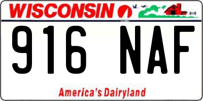 WI license plate 916NAF