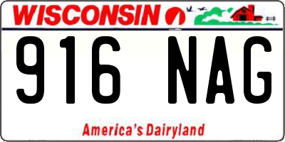 WI license plate 916NAG