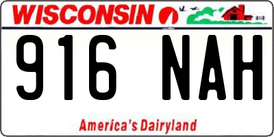 WI license plate 916NAH