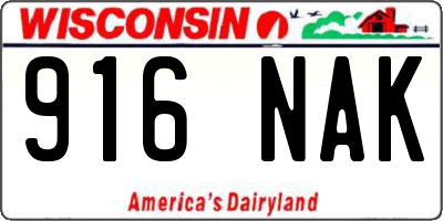 WI license plate 916NAK