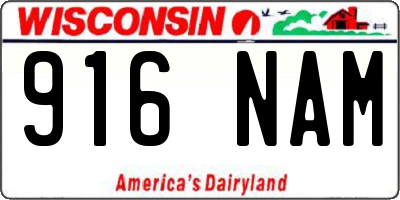 WI license plate 916NAM