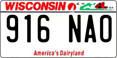 WI license plate 916NAO