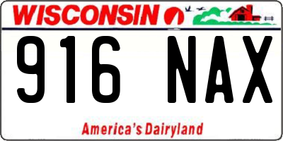 WI license plate 916NAX