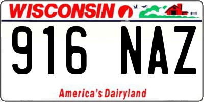 WI license plate 916NAZ