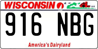 WI license plate 916NBG