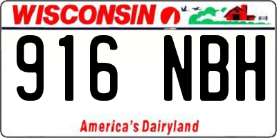 WI license plate 916NBH