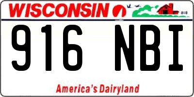 WI license plate 916NBI