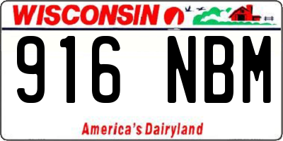 WI license plate 916NBM