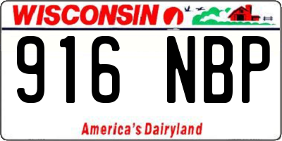 WI license plate 916NBP