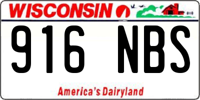 WI license plate 916NBS