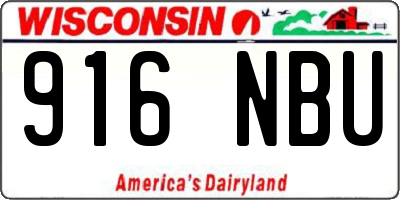 WI license plate 916NBU