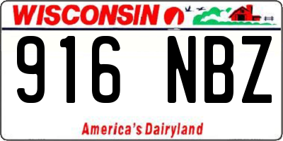 WI license plate 916NBZ