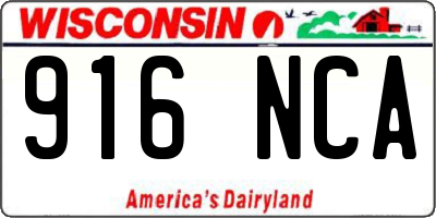 WI license plate 916NCA