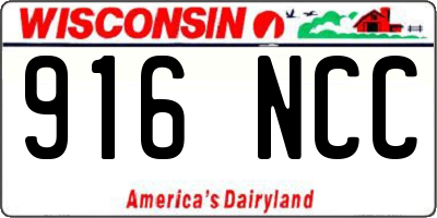 WI license plate 916NCC