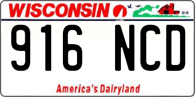 WI license plate 916NCD