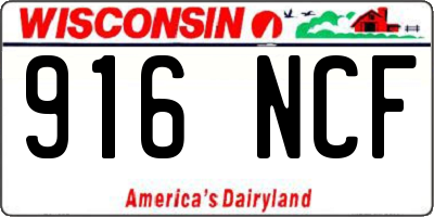 WI license plate 916NCF