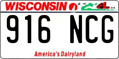 WI license plate 916NCG