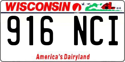 WI license plate 916NCI