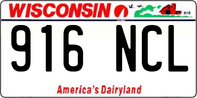 WI license plate 916NCL