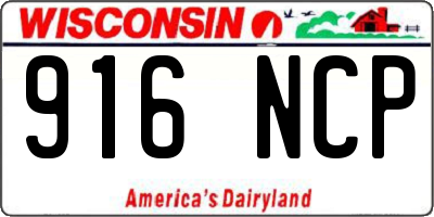 WI license plate 916NCP