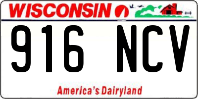 WI license plate 916NCV
