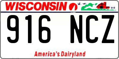 WI license plate 916NCZ