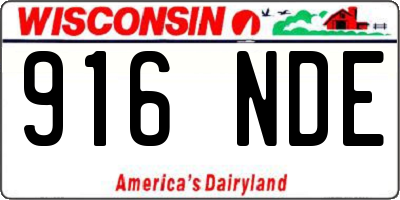 WI license plate 916NDE