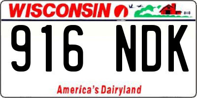 WI license plate 916NDK