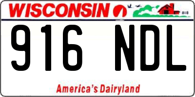 WI license plate 916NDL