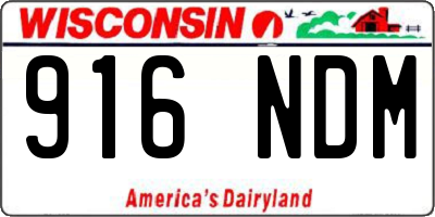 WI license plate 916NDM