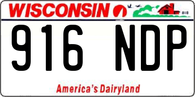 WI license plate 916NDP