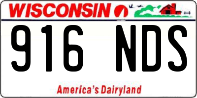WI license plate 916NDS