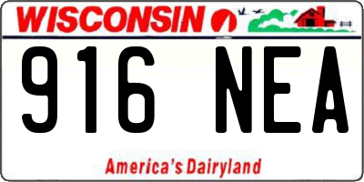 WI license plate 916NEA