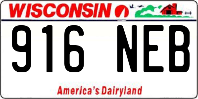 WI license plate 916NEB