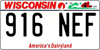 WI license plate 916NEF