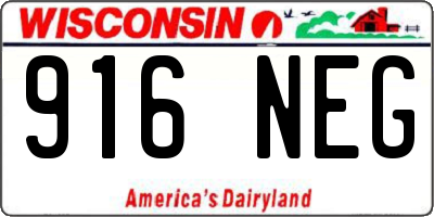 WI license plate 916NEG