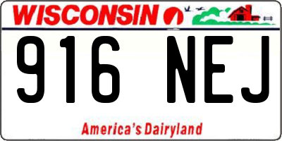 WI license plate 916NEJ