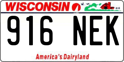WI license plate 916NEK