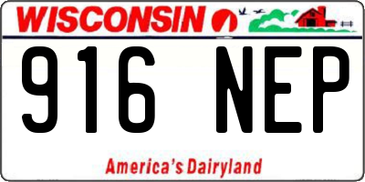 WI license plate 916NEP