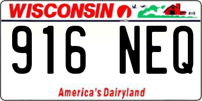 WI license plate 916NEQ
