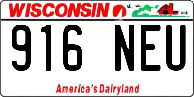 WI license plate 916NEU